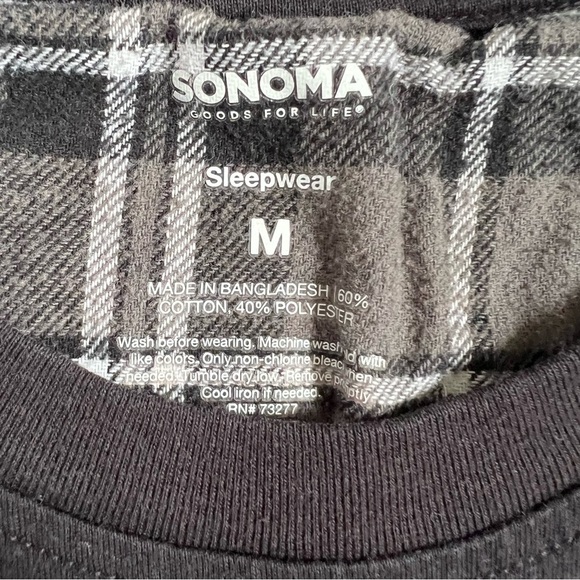 SONOMA BLACK LONG SLEEVE CREWNECK LOUNGEWEAR TOP SIZE MEDIUM - Picture 4 of 4